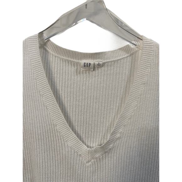 Gap Sweater Women's V-Neck White Basic Long Sleeve Cable Knit Cabin Small - Picture 4 of 10